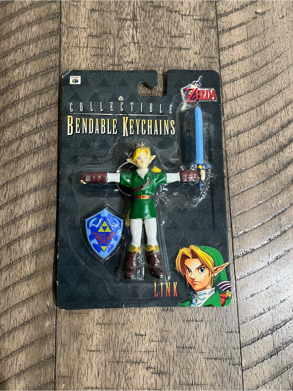 1996 Nintendo Legend of Zelda Ocarina of Time Link Bendable Keychain Figure NEW